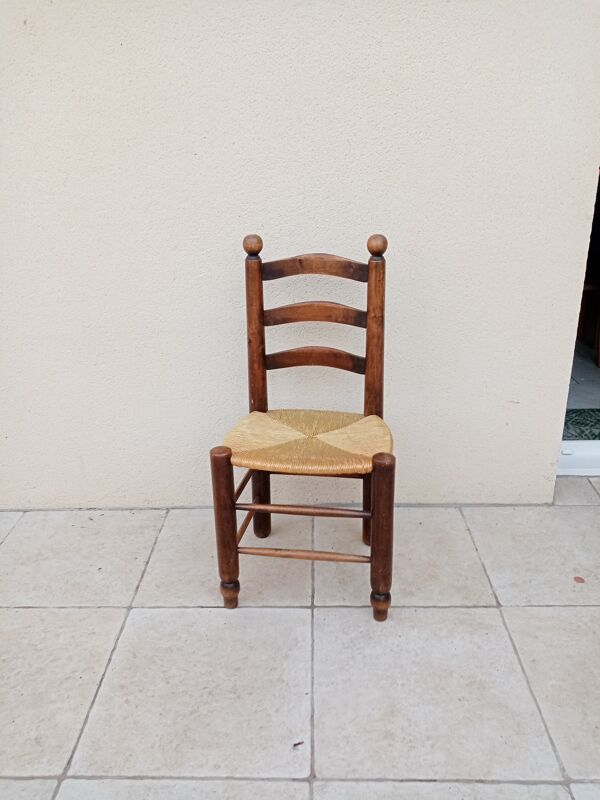 Chaise paille vintage Georges Robert