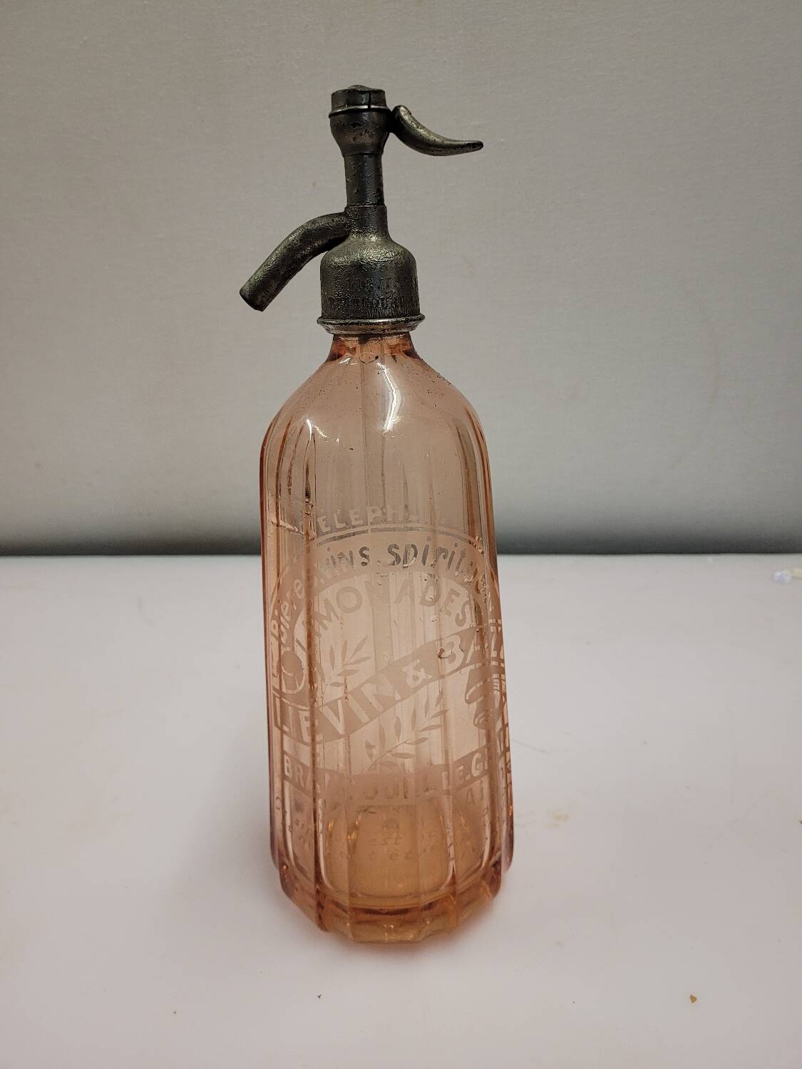 Old Siphon Selzt water bottle with marking