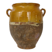 Grease pot, glazed yellow terracotta jar, south-west of the france. xixth