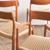 Chaises danoises en teck Mid-Century par Niels O. Møller # 77 & 57 Set de 6