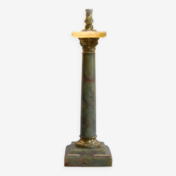 Green onyx column lamp, Empire taste – Early twentieth century