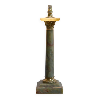 Green onyx column lamp, Empire taste – Early twentieth century