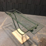 Iron and glass console, antique patina
