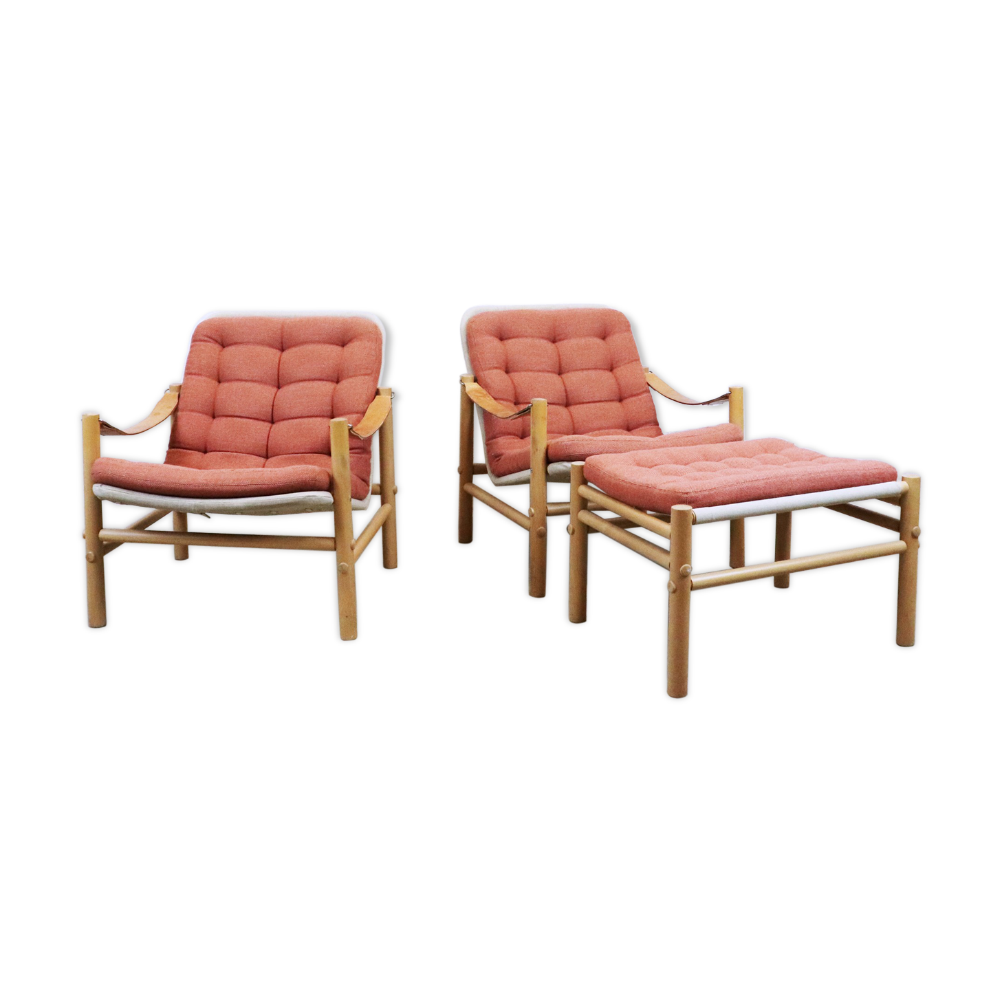 Fauteuils Safari avec un ottoman, Suède, 1960