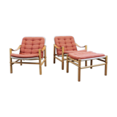 Safari chairs with ottoman, Sweden, 1960s