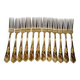 12 Table Forks in gold metal