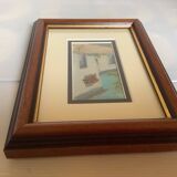 Small village painting, oil on panel, signed