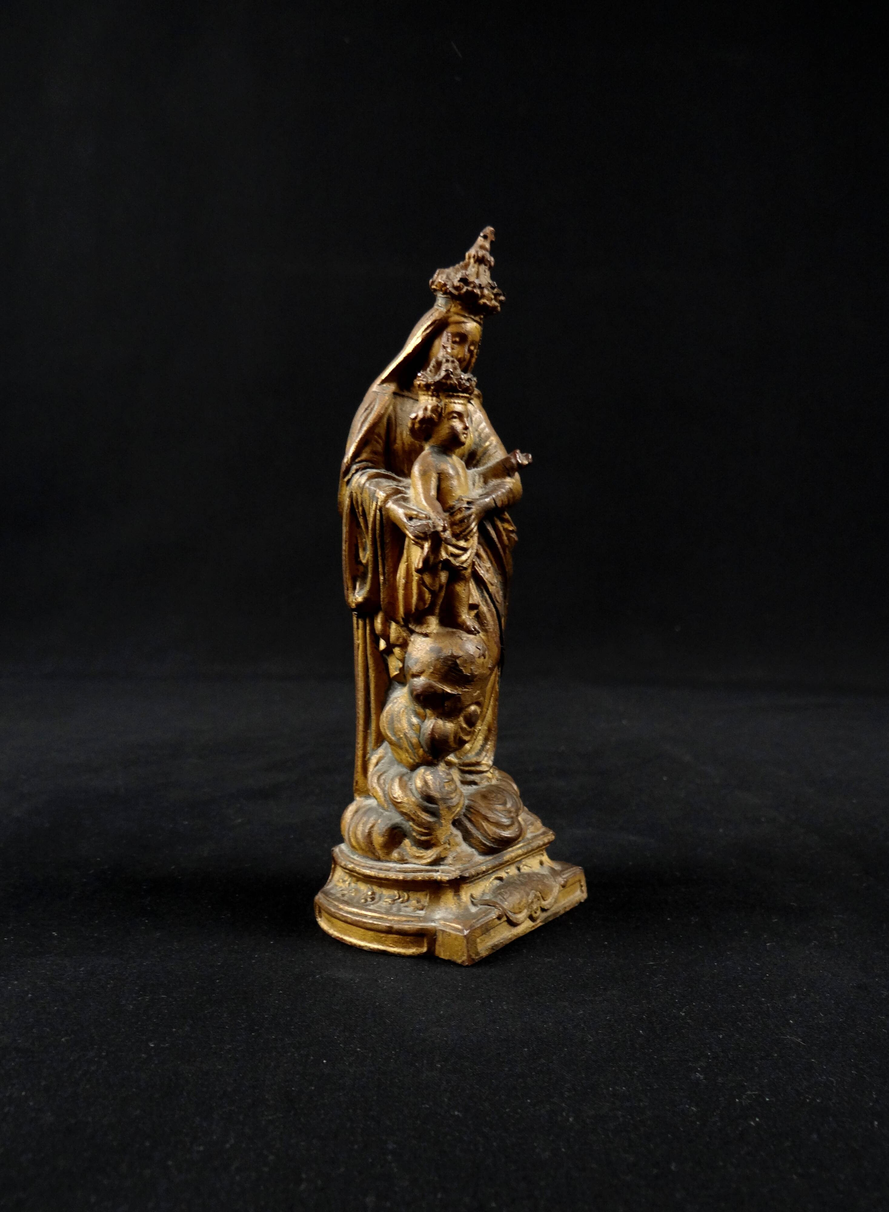 Statuette of the Virgin and Child Our Lady of Victories in 19th century spelter