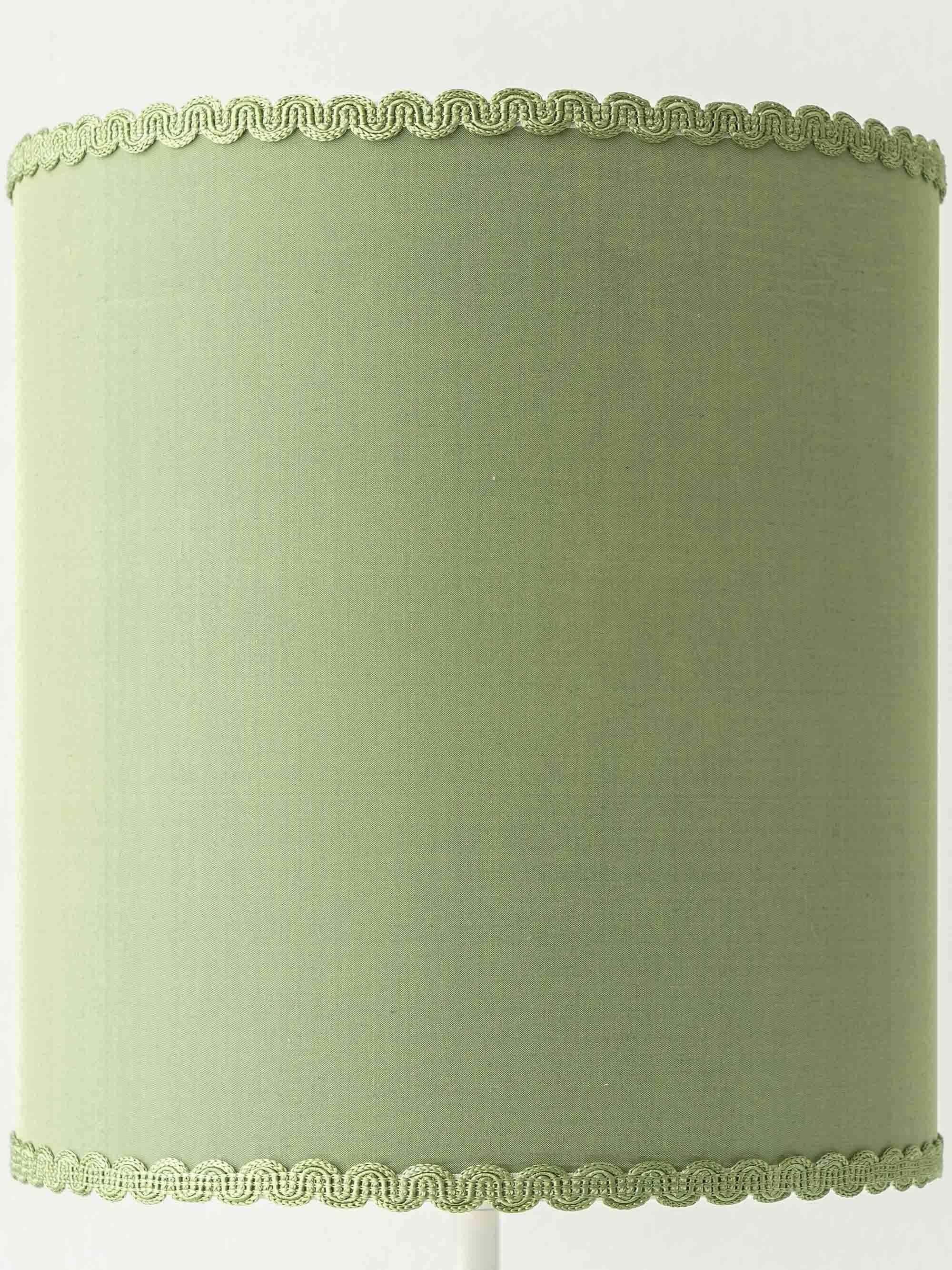 Pair of Chinese table lamps in Delft blue ceramic with new green silk shades.