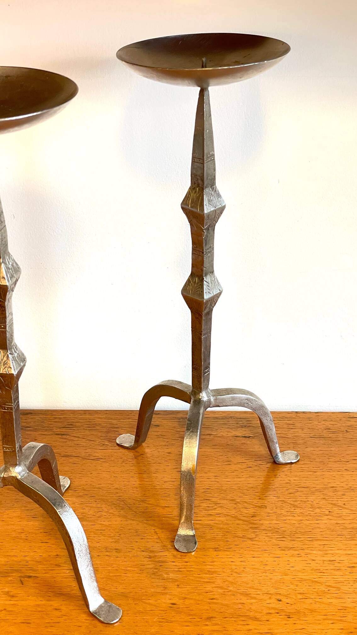 Large Paris steel candle holders