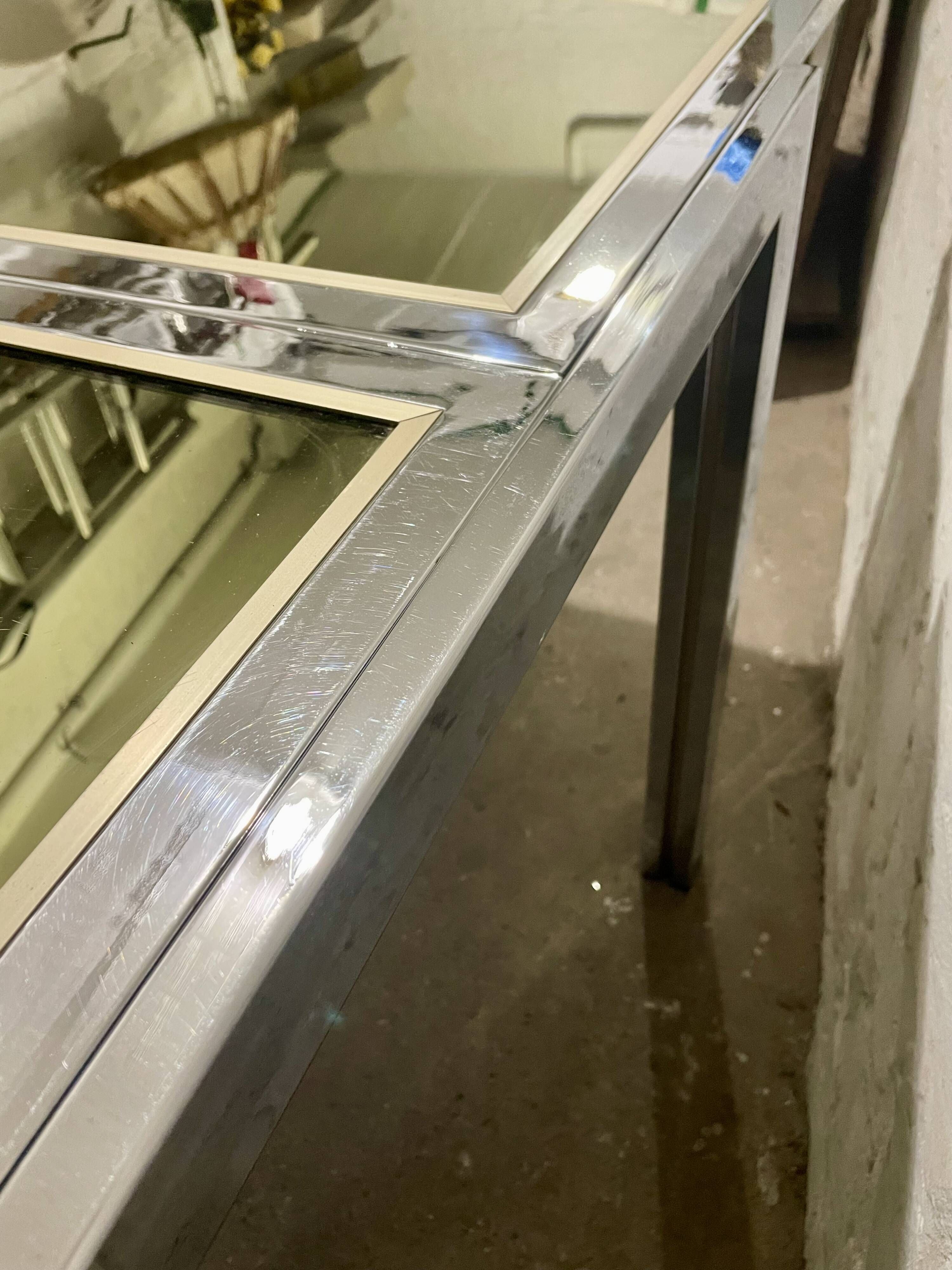 Chrome metal dining table with smoked glass dlg Romeo Rega