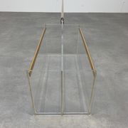 Plexiglas and brass magazine door 70s Hollywood Regency style