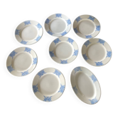 7 assiettes à dessert et 1 plat de service vintage