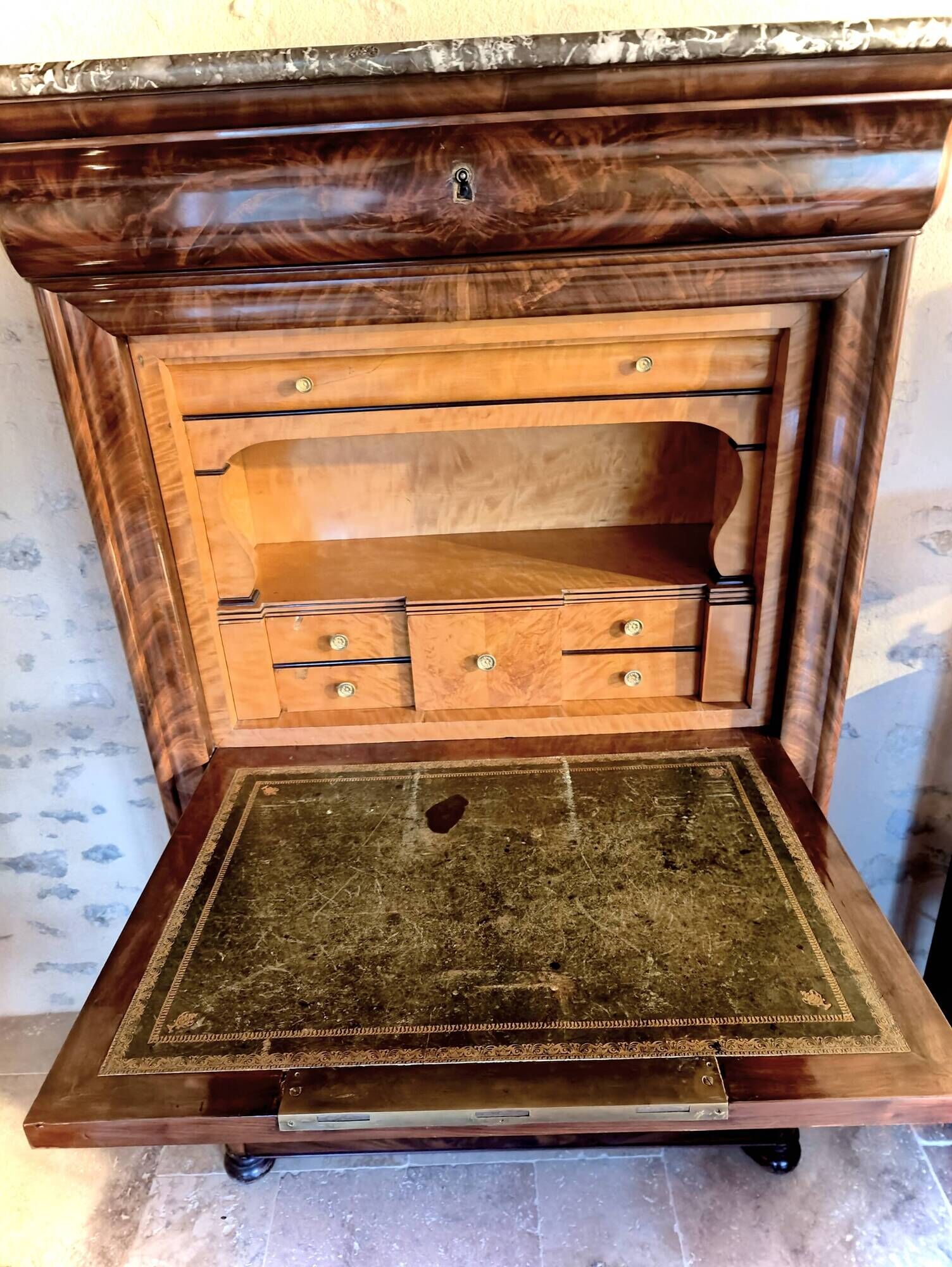 Folding secretary louis-philippe in mahogany