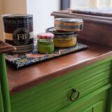 Art Deco Gin Buffet, painted in Farrow and Ball with a William Morris-inspired interior