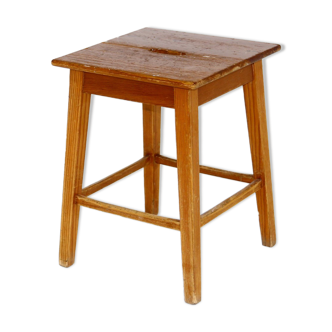 Brutalist pine stool, sweden, 1950