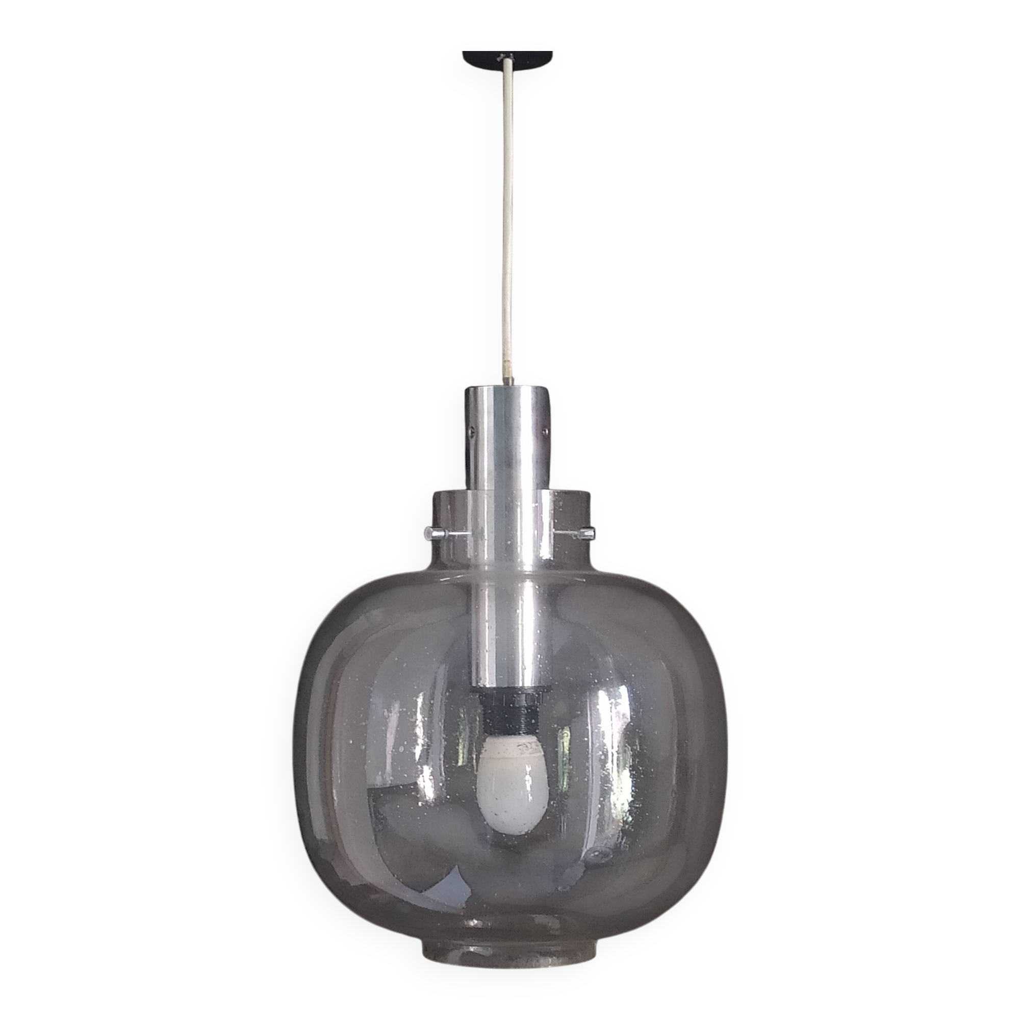 vintage 1970 Limburg bubble glass and chrome pendant light