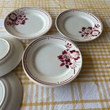 6 plates from the Badonviller pottery with a red flower design.