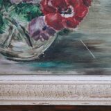 Oil on panel bouquet of anemones