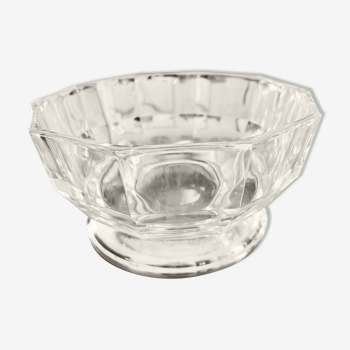 Cut crystal bowl, silver metal base