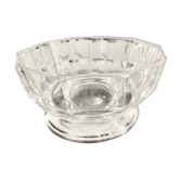 Saladier en cristal taillé, socle métal argenté