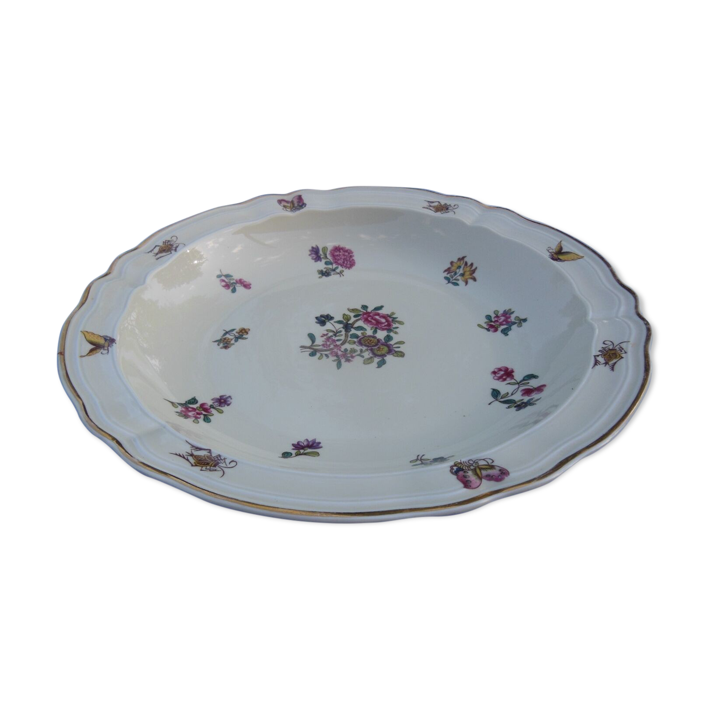 Circular salad bowl in porcelain stamped bernardaud Limoges