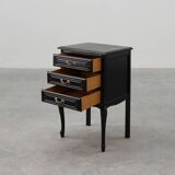 Commode de style Louis XV en chêne laqué noir, France, années 1950