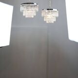 Vintage Italian Crystal & Chrome Chandelier, 1970s