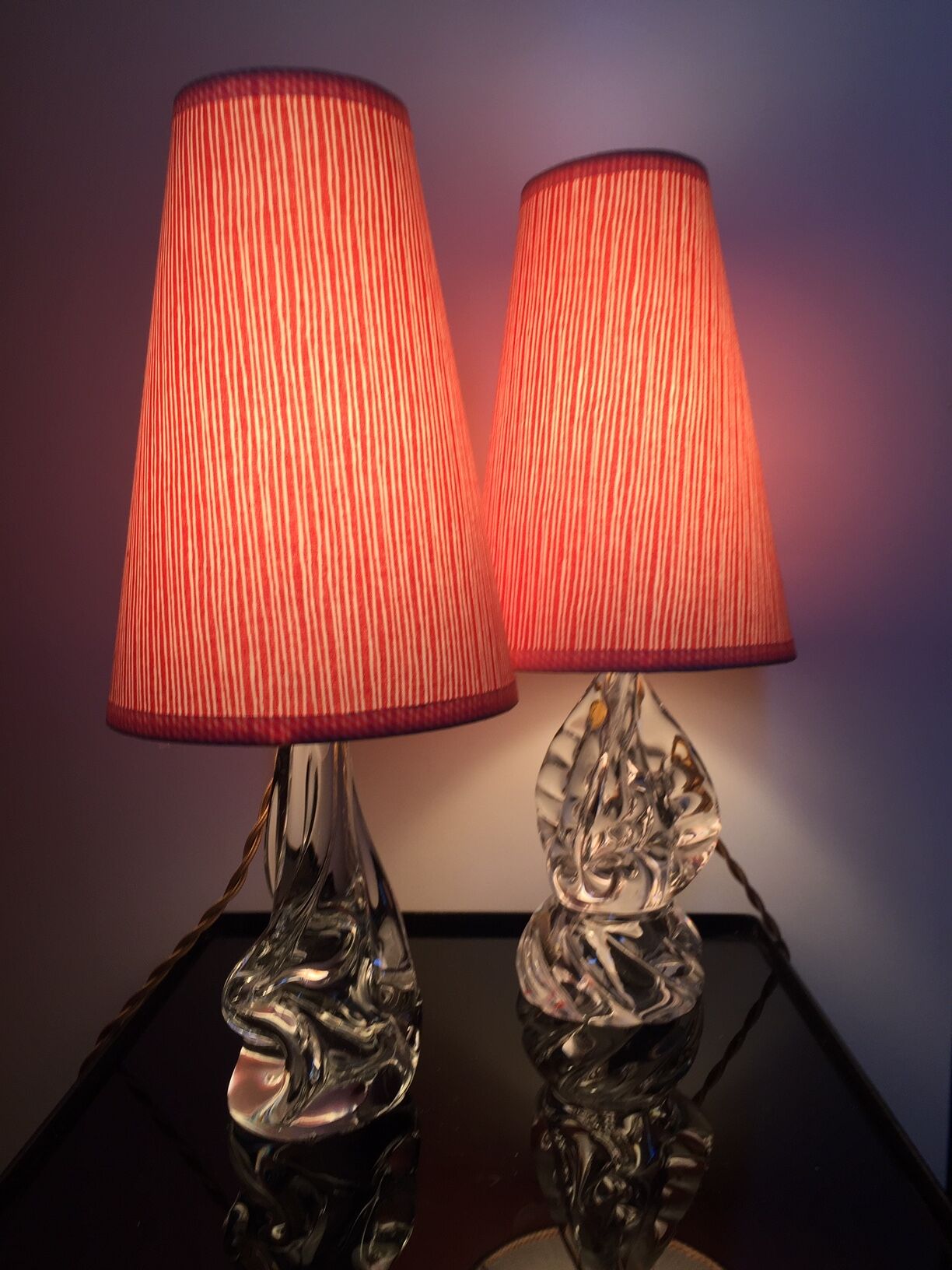 Pair of lamps, Crystal foot