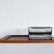 Danish Modern Teak Serving Tray with Glass Bowls by Wiggers, Denmark, 1960s