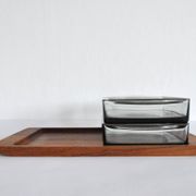 Danish Modern Teak Serving Tray with Glass Bowls by Wiggers, Denmark, 1960s