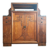 Art Deco buffet, marble trays, antique sideboard, display cabinet.