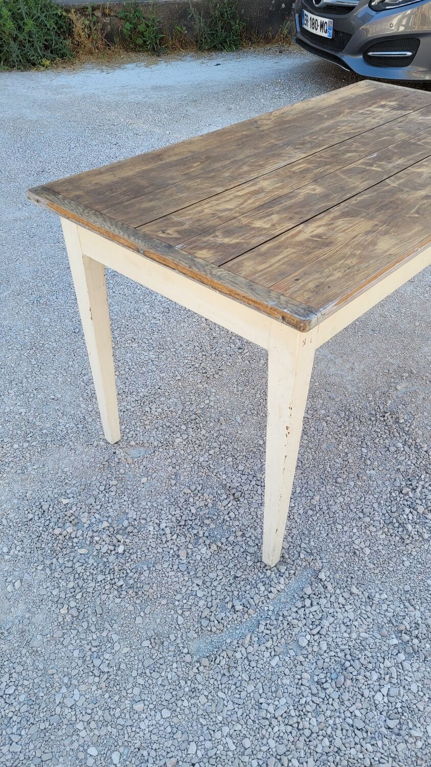 Table de ferme cuisine rustique ancienne -1m30