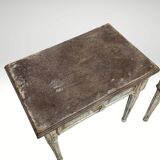 Pair of Louis XVI style bedside tables with patina