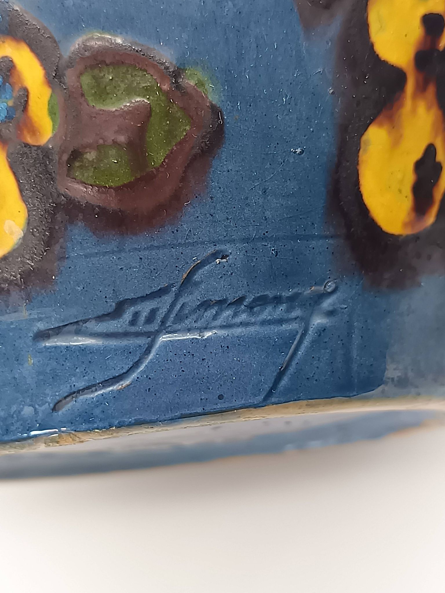 Pair of Large Art Deco Vases Émile Simonod H28cm Glazed Ceramic Blue