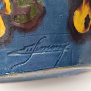 Pair of Large Art Deco Vases Émile Simonod H28cm Glazed Ceramic Blue