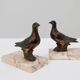 Pair of Art Deco marble and bronze “Dove” bookends, France 1930s