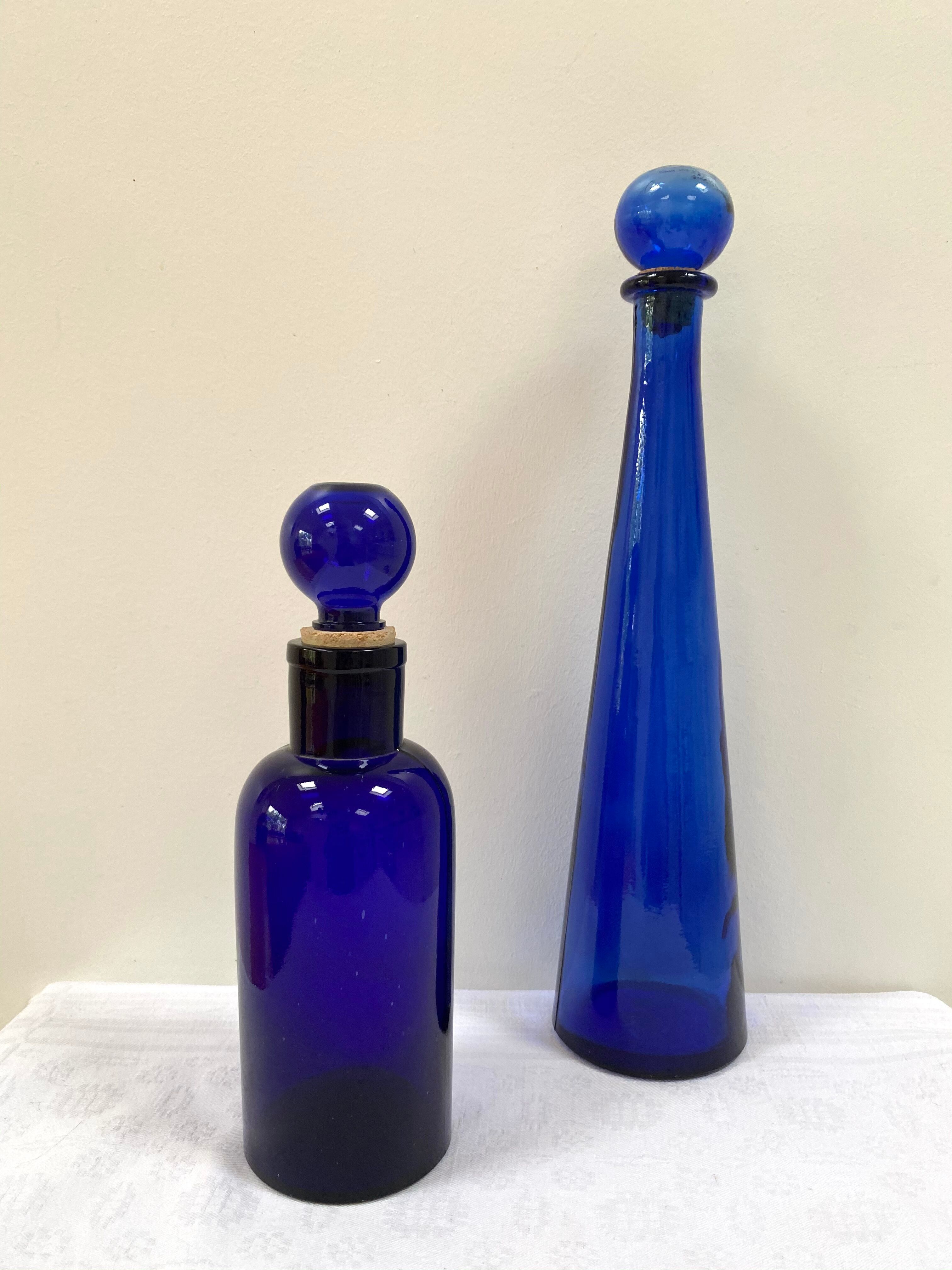 Old apothecary bottle in cobalt blue glass