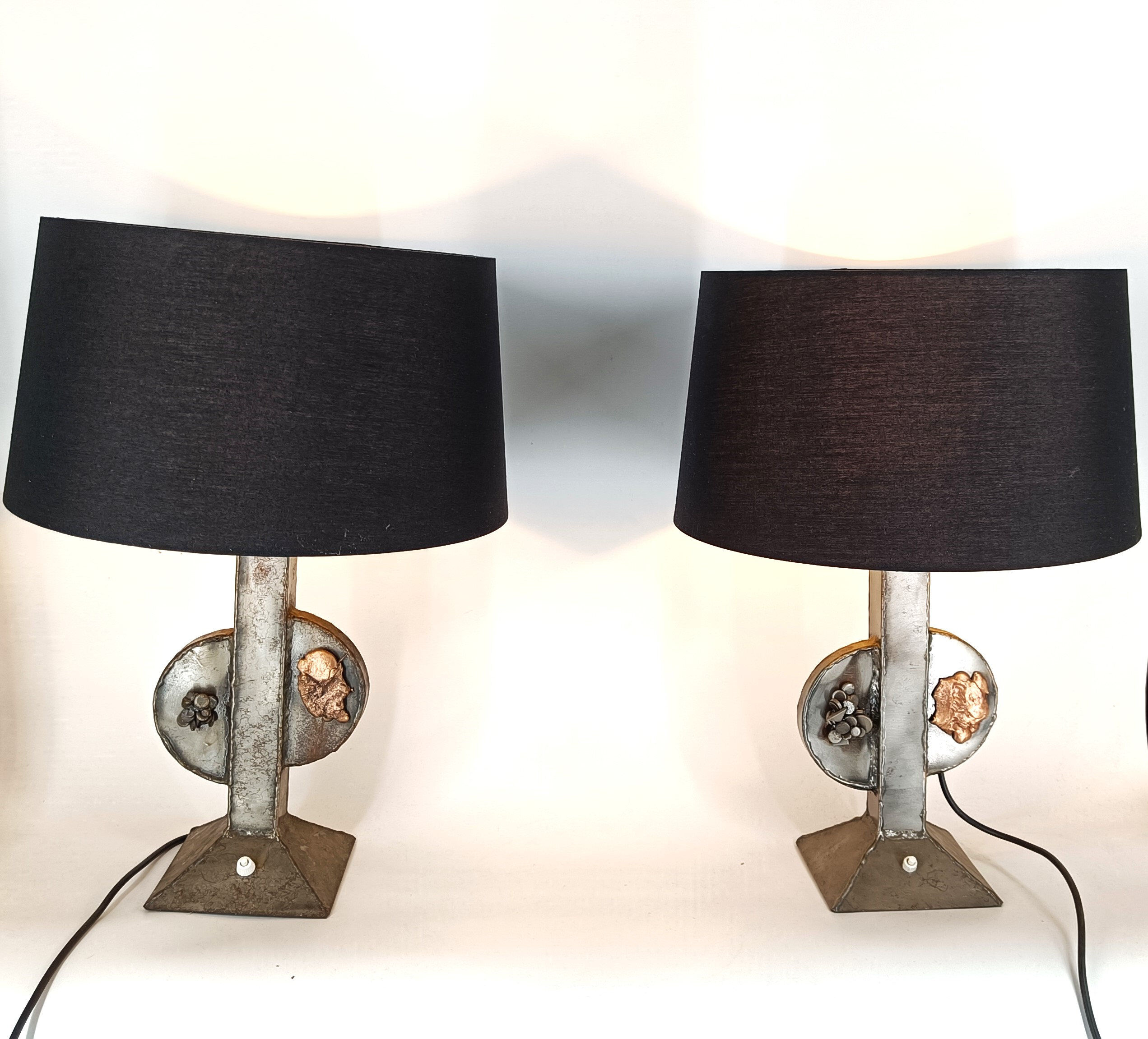 Pair of brutalist table lamps, 1970s