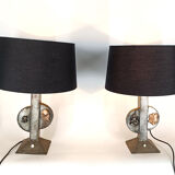 Pair of brutalist table lamps, 1970s