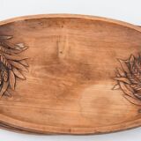 Carved wooden top signed Y. The Meur