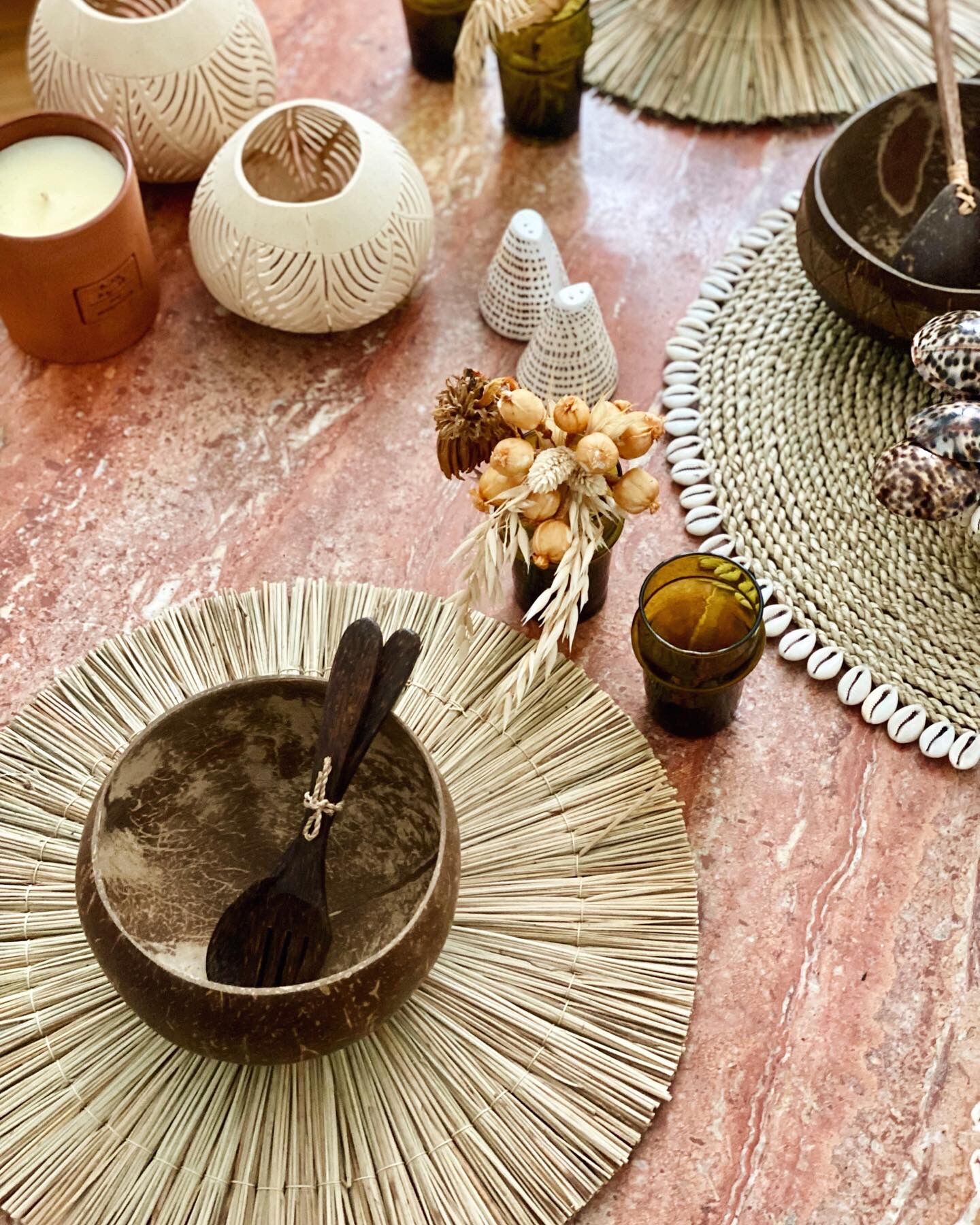 Bowl in natural coconut ecological plate