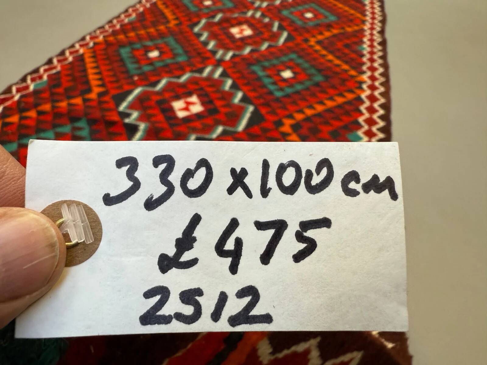 Turkish kilim runner 330x100 cm, vintage kelim rug, long and narrow 2512
