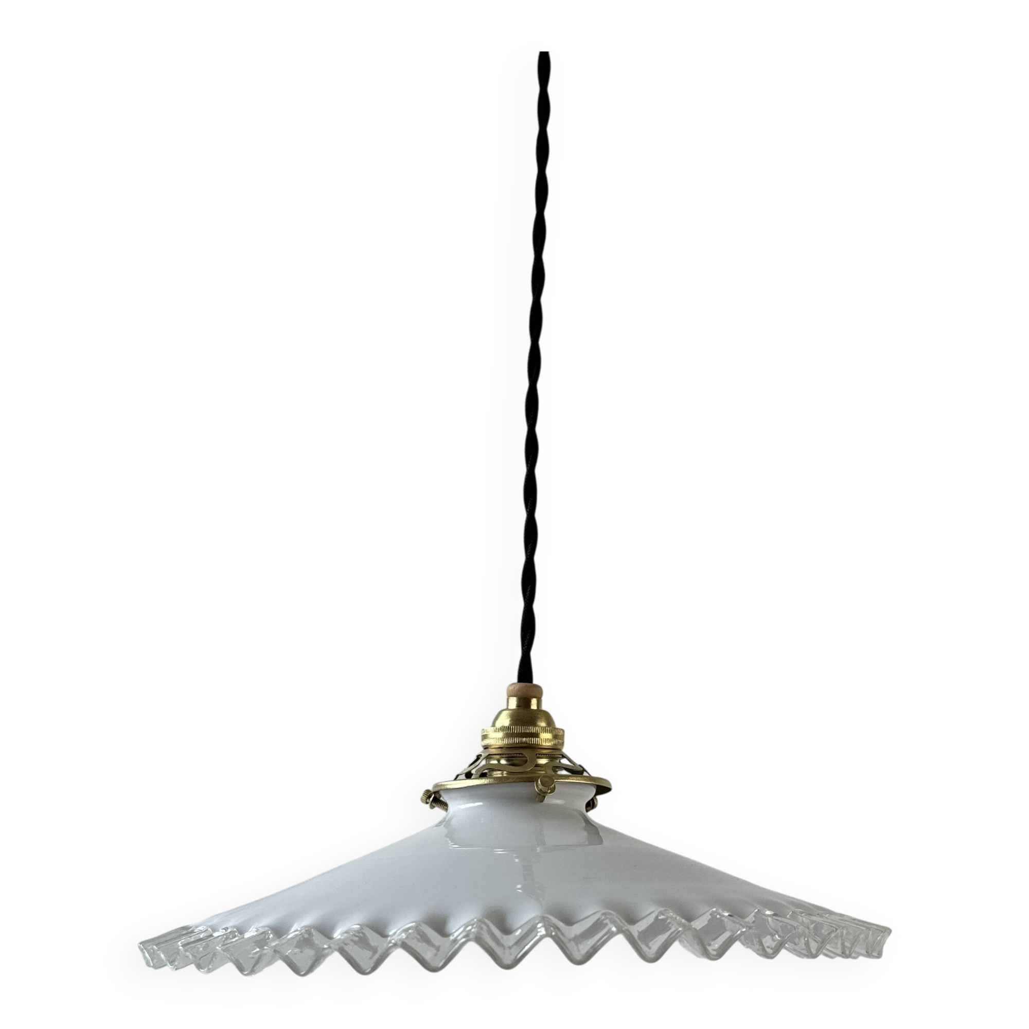 Vintage 25 cm opaline notched suspension