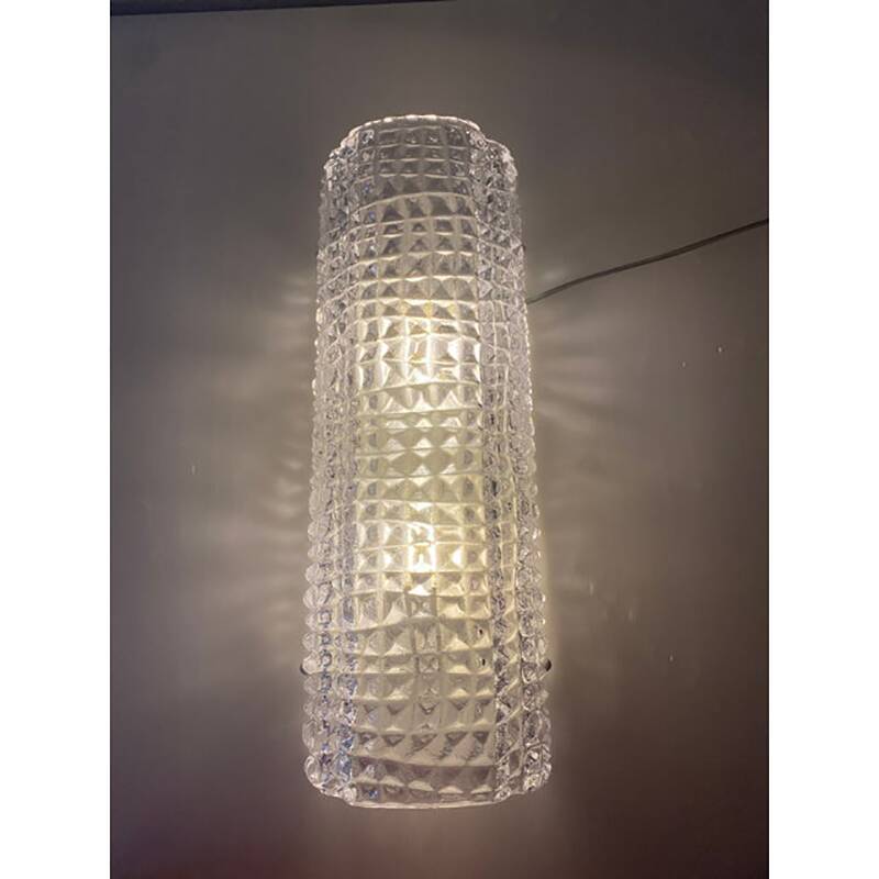 Set of Two "Crocodile" Transparent Murano Glass Wall Sconces