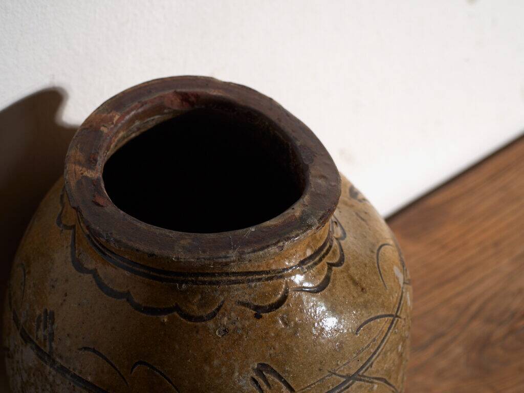 Vase ancien chinois en grès émaillé – Chine, vers 1890