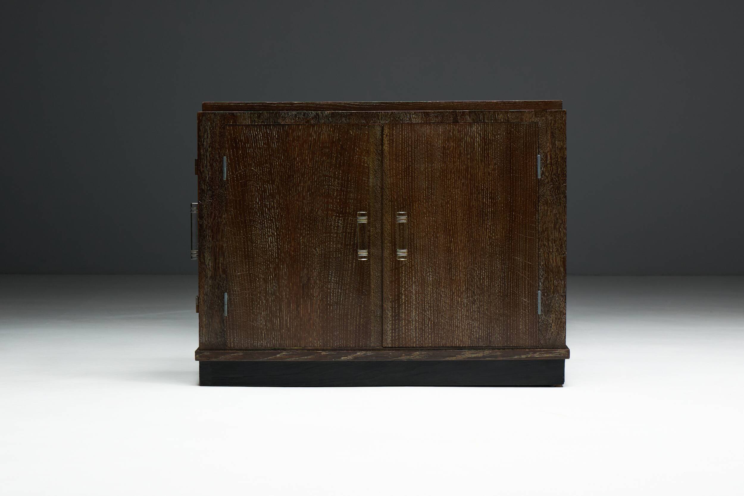 Modernist Art Deco oak cabinet, France, 1940s