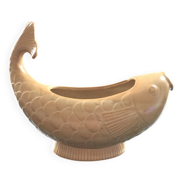 Fish cache pot in stoneware