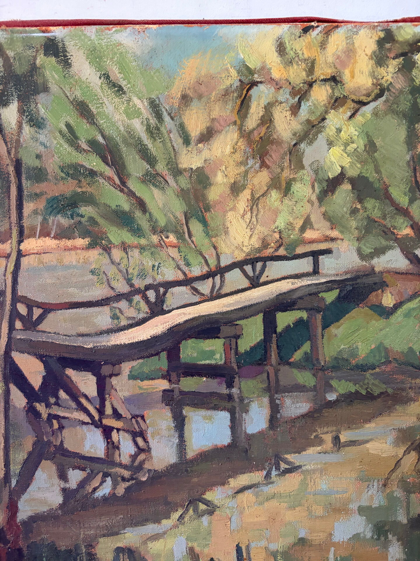 La Passerelle, huile sur toile signé