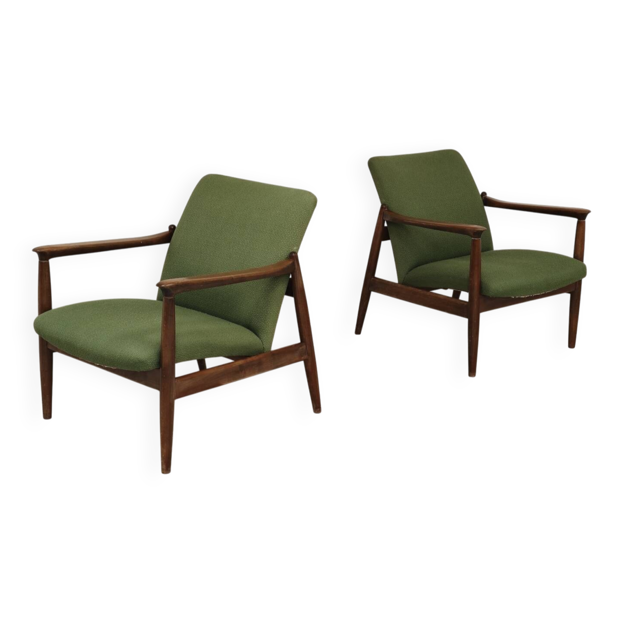 Pair of green GMF 64 armchairs by
Edmund Homa, Poland, 1960s